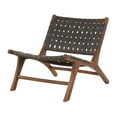 thumbnail image 1 of DecMode Wood Woven Leather Seat and Back Lounge Chair, Brown, Set of 2, 1 of 12