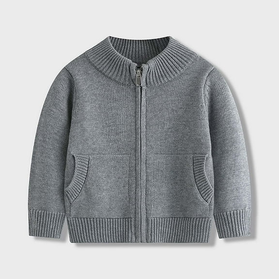 DecSea Girls Crewneck Cardigan Long Sleeve Children Zipper Cotton Sweater Uniform Sweaters for Little Girls