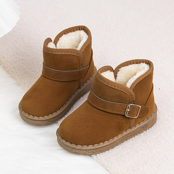 DecSea Kids Snow Boots Boys Girls Winter Boots Cow Suede Warm Faux Fur Lined Durable Shoes