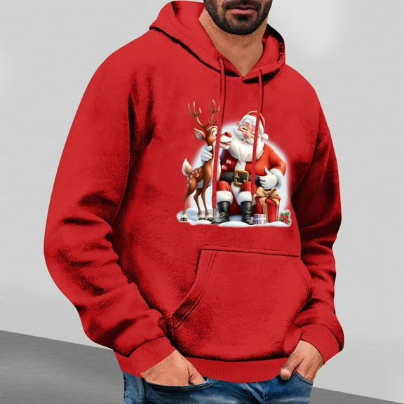 DecSea Mens Santa Claus Funny Sweatshirt Christmas Novelty Fashion Pullover Hoodies