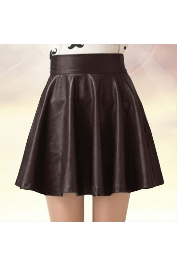 Wancir Pu Leather Skirts for Girls Kids & Teen & Toddler Faux Leather Pleated Skirts