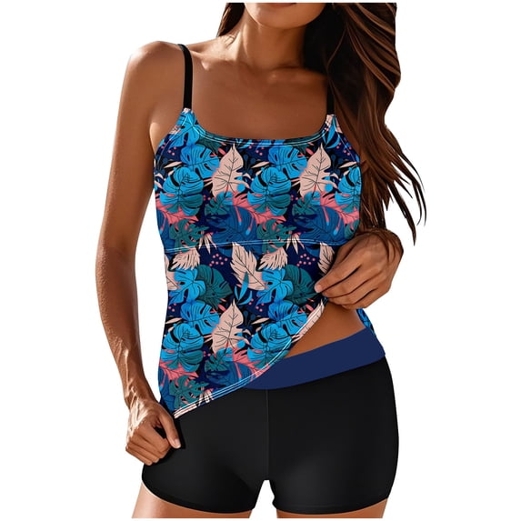 DecSea Tankini Swimsuits for Women Tummy Control Two Piece Bathing Suits Flowy Swim Tops with Boy Shorts