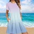 thumbnail image 1 of DecSea Women 2025 Casual Summer Dresses Spring Gardient Crew Neck Short Sleeve Knee Length Beach Dress with Pockets, 1 of 6