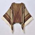 thumbnail image 1 of DecSea Women Boho Buffalo Plaid Poncho Pashmina Shawl Wrap Cape Sweater Knitting Cardigan, 1 of 3