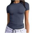 thumbnail image 1 of DecSea Womens Basic T Shirts Summer Outfits 2025 Scoop Neck Short Sleeve Crop Tops Slim Fit Tees Y2k Clothing, 1 of 7
