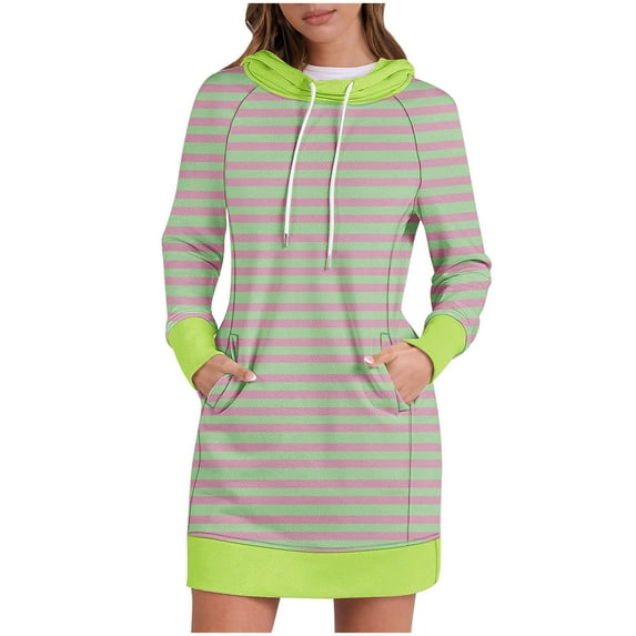 DecSea Womens Sweatshirt Dress Long Sleeve Hoodies Mini Dresses Fleece Casual Hoodie with Pockets 2024 Fall Fashion