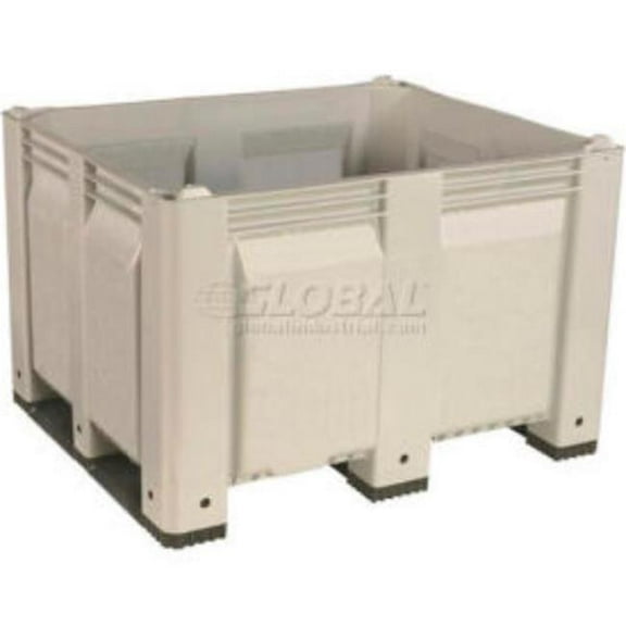 Decade Products 442743WH Solid Wall Pallet Container - Short Side Runners - 48 x 40 x 31 in. - White - 1500 lbs