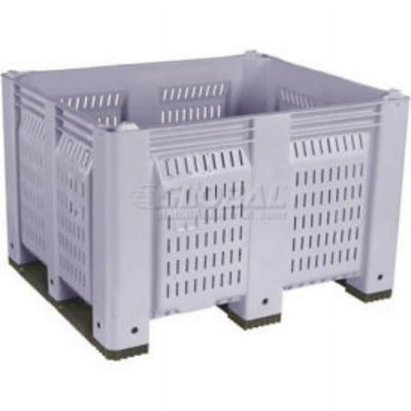 Decade Products 442744 Vented Wall Pallet Container - Short Side Runners - 48 x 40 x 31 in. - Gray - 1500 lbs