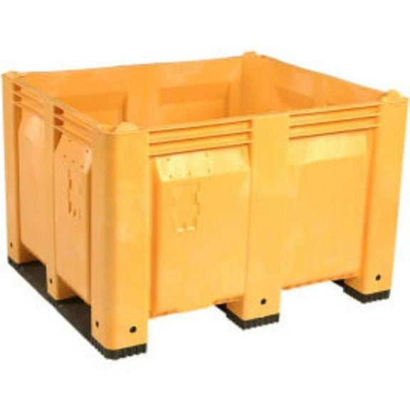 Decade Products B2350132 Solid Wall Pallet Container - Long Side Runners - 48 x 40 x 31 in. - Yellow - 1500 lbs