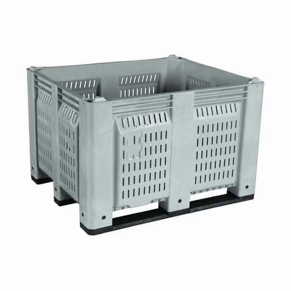 Bulk Container 25.4 cu ft Volume Cap., 48 in L, 40 in W, 31 in H, Plastic, Gray