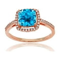 thumbnail image 1 of Decadence 10K Rose Gold 0.18 CTTW Round Diamond & 7mm Cushion Gemstone Halo Ring, 1 of 4