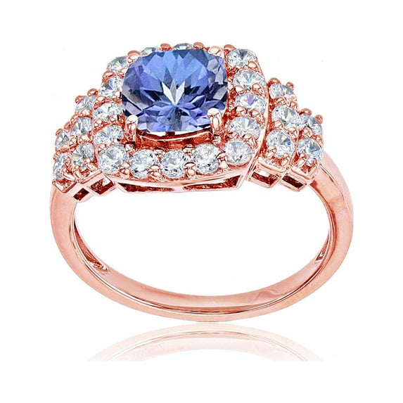 Decadence 10K Rose Gold 7mm Cushion Gemstone & Round White Topaz Ring