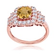 thumbnail image 1 of Decadence 10K Rose Gold 7mm Cushion Gemstone & Round White Topaz Ring, 1 of 4