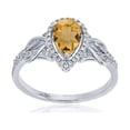 thumbnail image 1 of Decadence 10K White Gold 0.17 CTTW Round Diamond & 8x5mm Pear Cut Gemstone Knot Sides Ring, 1 of 4