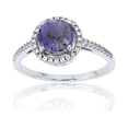thumbnail image 1 of Decadence 10K White Gold 0.20 CTTW Round Diamond & 7mm Round Gemstone Halo Ring, 1 of 4