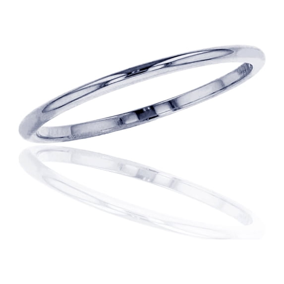 Decadence 10K White Gold 1mm Polished Plain Wedding Band, Size 5.5