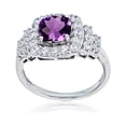 thumbnail image 1 of Decadence 10K White Gold 7mm Cushion Gemstone & Round White Topaz Ring, 1 of 4