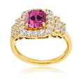 thumbnail image 1 of Decadence 10K White Gold 7mm Cushion Lemon Quartz & Round White Topaz Ring, 1 of 4