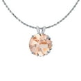 thumbnail image 1 of Decadence 10K White Gold 7mm Round Cut with Bead Frame Rabbit Ear 18" Rope Chain Necklace, 1 of 4
