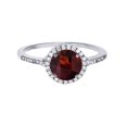 thumbnail image 1 of Decadence 10K White Gold 7mm Round Garnet & 0.18 CTTW Diamond Halo Ring, 1 of 4