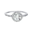 thumbnail image 1 of Decadence 10K White Gold 7mm Round White Topaz & 0.18 CTTW Diamond Halo Ring, 1 of 4