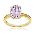 thumbnail image 1 of Decadence 10K Yellow Gold 0.08 CTTW Round Diamond Channel Set & 10x8 Oval Gemstone Engagement Ring, 1 of 4