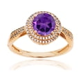 thumbnail image 1 of Decadence 10K Yellow Gold 0.15 CTTW Round Diamond & 7mm Round Gemstone Double Halo Ring, 1 of 4