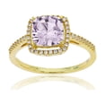 thumbnail image 1 of Decadence 10K Yellow Gold 0.18 CTTW Round Diamond & 7mm Cushion Rose De France Halo Ring, 1 of 3