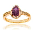 thumbnail image 1 of Decadence 10K Yellow Gold 0.20 CTTW Round Diamond & 8x5mm Pear Cut Gemstone Halo Ring, 1 of 4