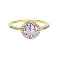 thumbnail image 1 of Decadence 10K Yellow Gold 7mm Round Rose De France & 0.18 CTTW Diamond Halo Ring, 1 of 4