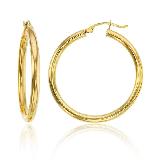 Decadence 10K Yellow Gold Solid Polished Round Hoop Earrings for Women | 3mm Thick | Classic Style | Round Hoop Earrings | Secure Click-Top | Shiny Polished Earrings for Women, 3x35mm