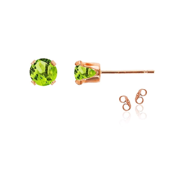 Decadence 14K Gold Plated 925 Sterling Silver Yellow, Rose Gold 7mm Round Genuine Or Created Gemstone Birthstone Stud Earrings