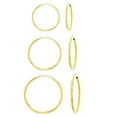 thumbnail image 1 of Decadence 14K Gold Yellow 1x10mm, 1x12mm, 1x14mm (.40) Endless Hoop Earrings Set, 1 of 3