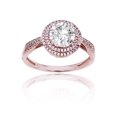 thumbnail image 1 of Decadence 14K Rose Gold 0.15 CTTW Rnd Diamond & 7mm Rnd Created White Sapphire Double Halo Ring, 1 of 3