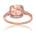 thumbnail image 1 of Decadence 14K Rose Gold 0.18 CTTW Round Diamond & 7mm Cushion Gemstone Halo Ring, 1 of 4