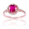 thumbnail image 1 of Decadence 14K Rose Gold 0.20 CTTW Rnd Diamond & 7mm Rnd Created Ruby Sapphire Halo Ring, 1 of 3
