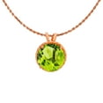 thumbnail image 1 of Decadence 14K Rose Gold 7mm Round Cut Peridot Rope Frame Rabbit Ear 18" Rope Chain Necklace, 1 of 4