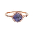 thumbnail image 1 of Decadence 14K Rose Gold 7mm Round Iolite & 0.18 CTTW Diamond Halo Ring, 1 of 4