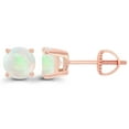 thumbnail image 1 of Decadence 14K Rose Gold Plated Sterling Silver 6mm Round Natural Opal October Birthstone Screwback Stud Earrings, 1 of 5