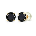 thumbnail image 1 of Decadence 14K Solid Yellow Gold 6mm Round Natural Black Onyx Birthstone Prong Set Stud Earrings For Women and Girls, 1 of 5