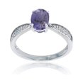 thumbnail image 1 of Decadence 14K White Gold 0.05 CTTW Round Diamonds & 8x6mm Oval Gemstone Center Ring, 1 of 4