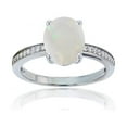 thumbnail image 1 of Decadence 14K White Gold 0.10 CTTW Round Diamond Channel Set & 10x8 Oval Gemstone Engagement Ring, 1 of 4