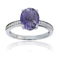 thumbnail image 1 of Decadence 14K White Gold 0.10 CTTW Round Diamond Channel Set & 10x8 Oval Gemstone Engagement Ring, 1 of 4