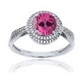 thumbnail image 1 of Decadence 14K White Gold 0.15 CTTW Round Diamond & 7mm Round Gemstone Double Halo Ring, 1 of 4