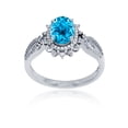 thumbnail image 1 of Decadence 14K White Gold 0.18cttw Rnd Diamonds & 8X6mm Ov Blue Topaz Oval Ring, 1 of 4