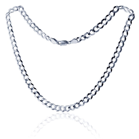 Decadence 14K White Gold 5.90mm 24" Concave Curb Flat Lite 150 Chain