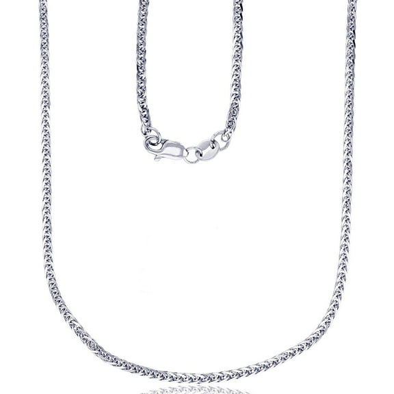 Decadence 14K White Gold Solid 1.95mm Diamond Cut Triple Spiga Wheat Chain with Lobster Claw Clasp | 18" Necklace | Italian Gold Necklaces | Gold Triple Spiga Wheat Necklaces for Men and Women