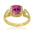 thumbnail image 1 of Decadence 14K Yellow Gold 0.18 CTTW Round Diamond & 7mm Cushion Gemstone Split Sides Ring, 1 of 4