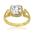 thumbnail image 1 of Decadence 14K Yellow Gold 0.18 CTTW Round Diamond & 7mm Cushion Gemstone Split Sides Ring, 1 of 4