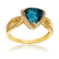 thumbnail image 1 of Decadence 14K Yellow Gold 0.20 CTTW Round Diamond & 8mm Trillion Gemstone Split Shank Ring, 1 of 4
